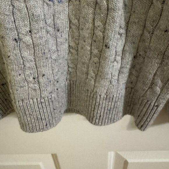 Talbots Gray Donegal Sweater Blue Speckled Neps Knit Pullover Rustic Cottagecore - Picture 4 of 8